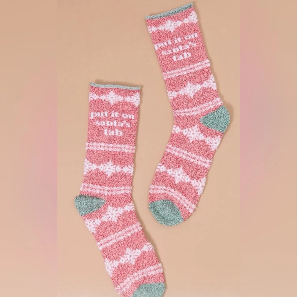 Altar'd State Fairisle Sock Pink Green